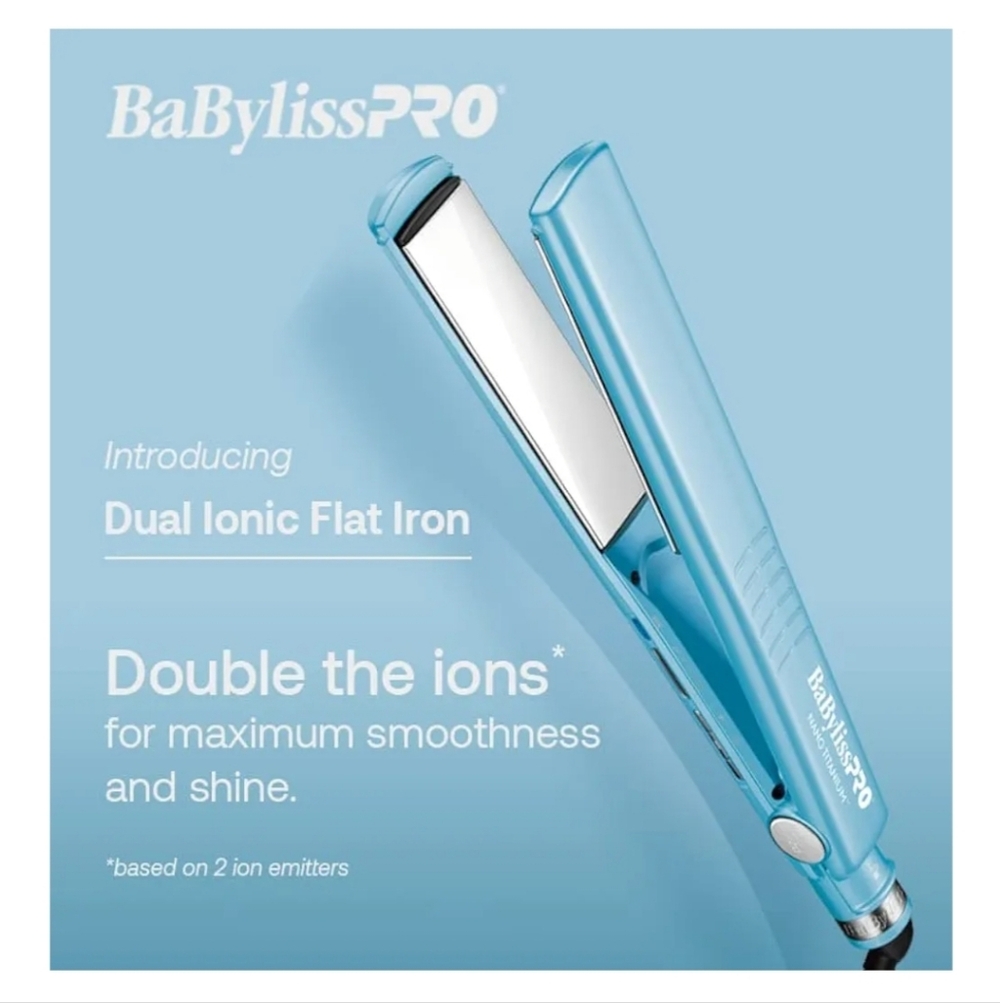 BabylissPRO Light Blue Flat Iron Hair Straightener